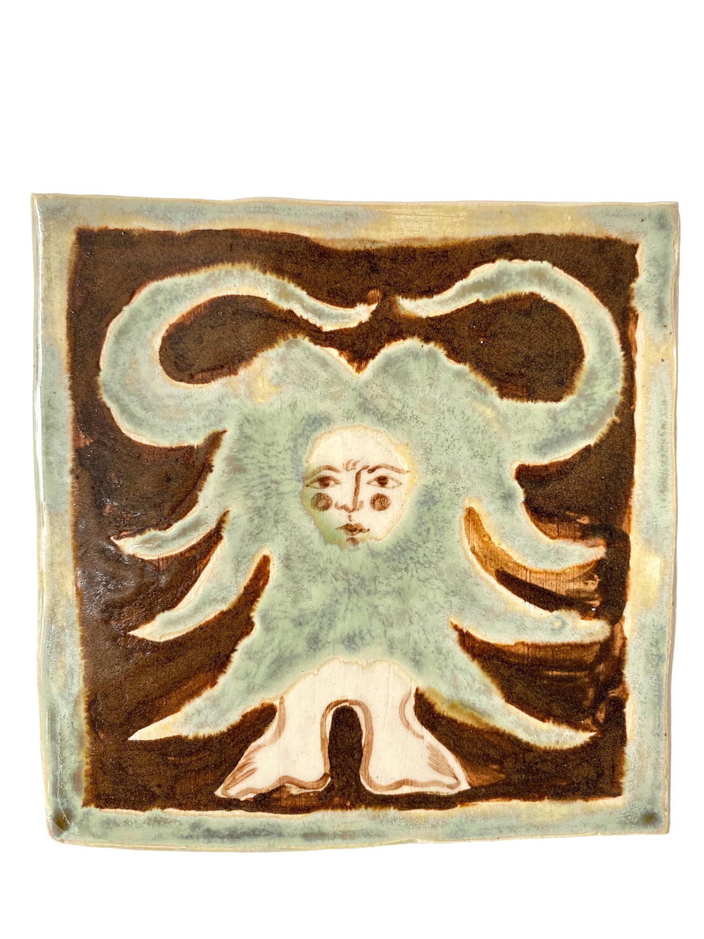 Angel in Brown and Soft Green - Ceramic Tile