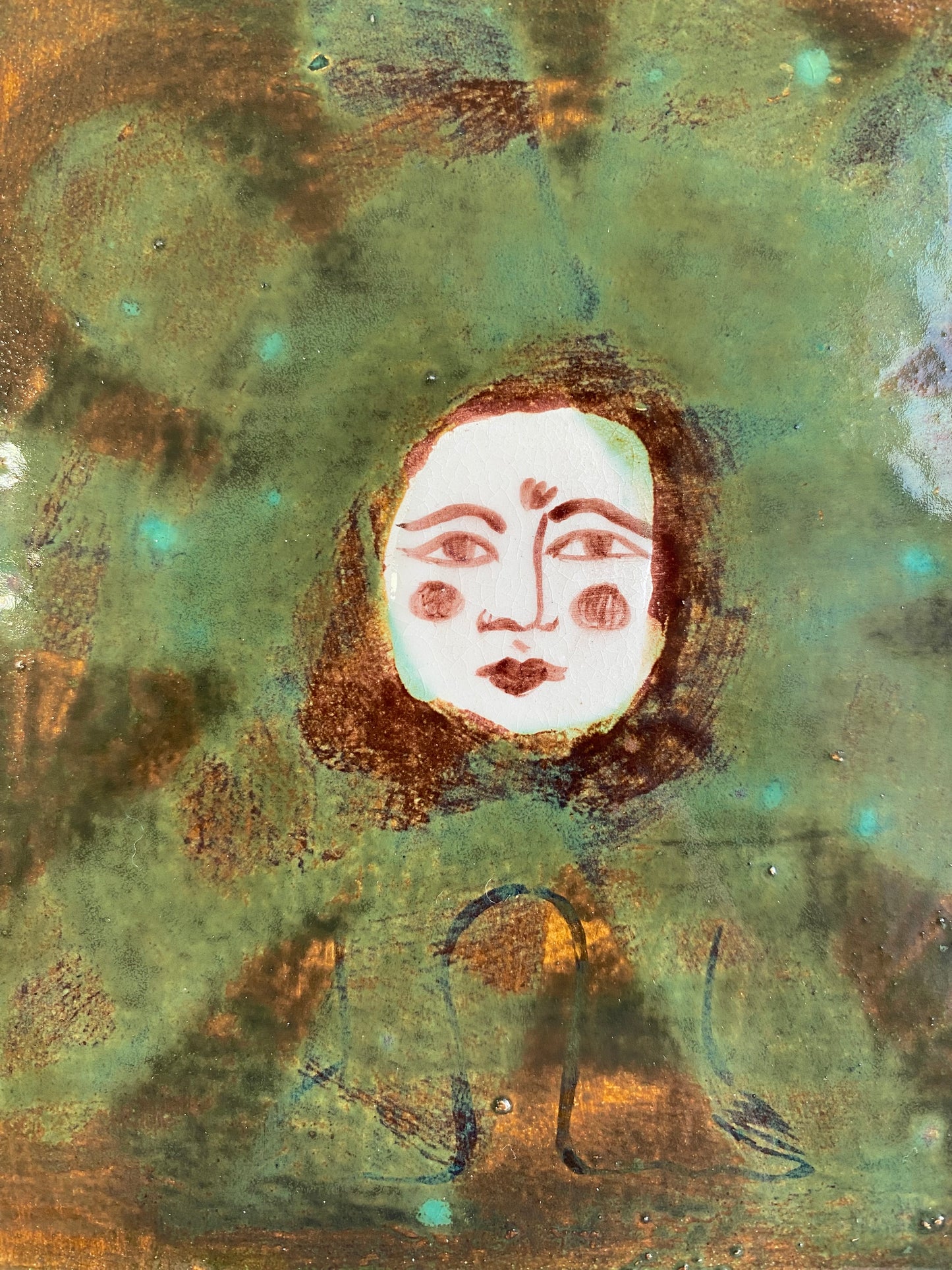 Flower in Brown and Green - Ceramic Tile