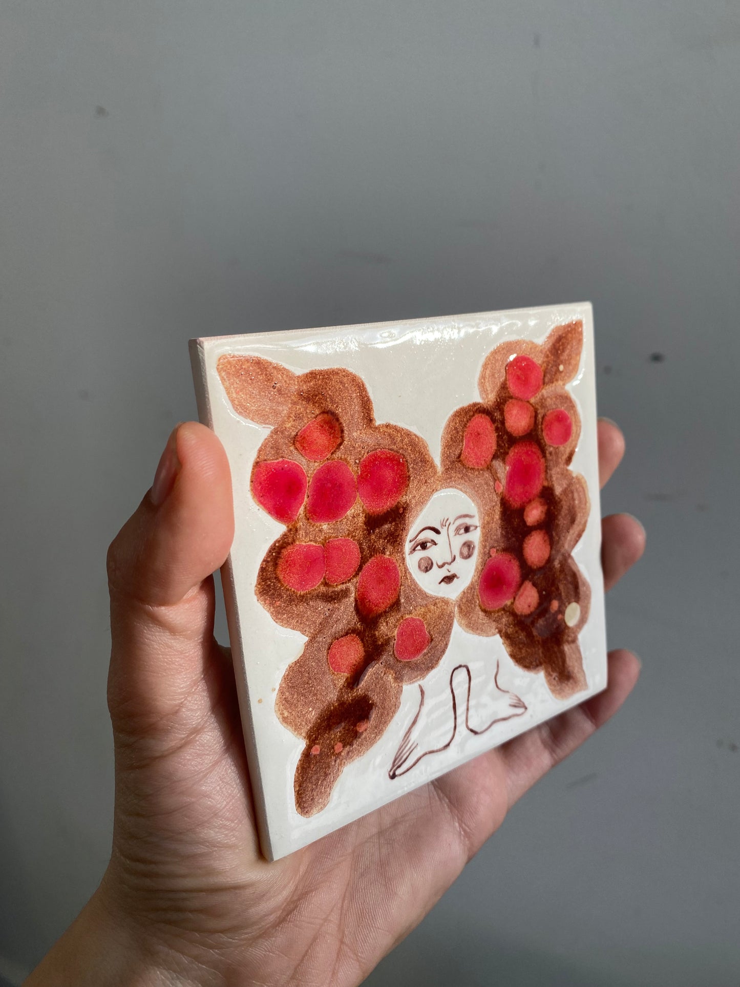 Angel in Red and Brown - Ceramic Tile