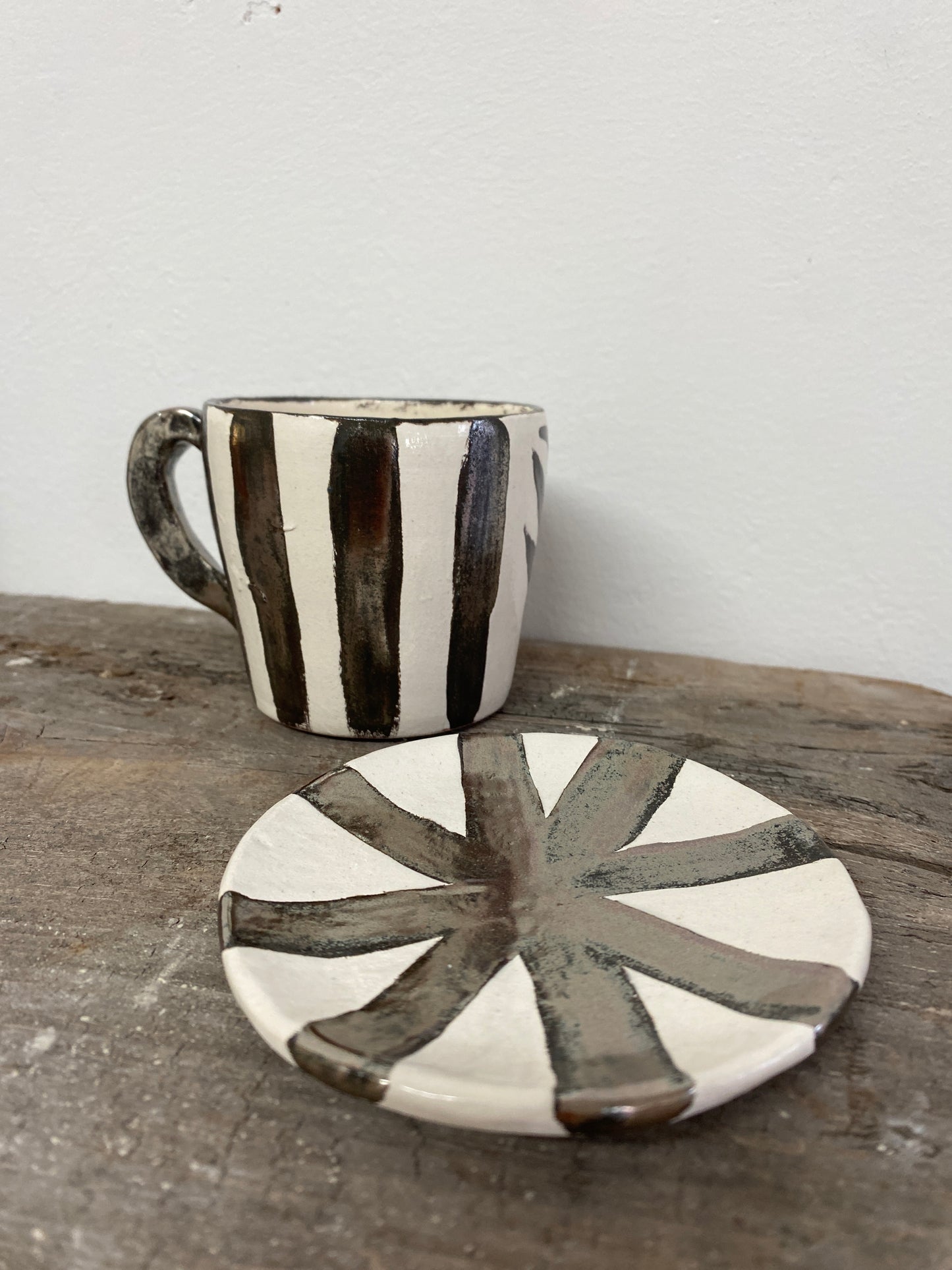 Angel in Chrome and White - Medium Coffee Cup & Saucer