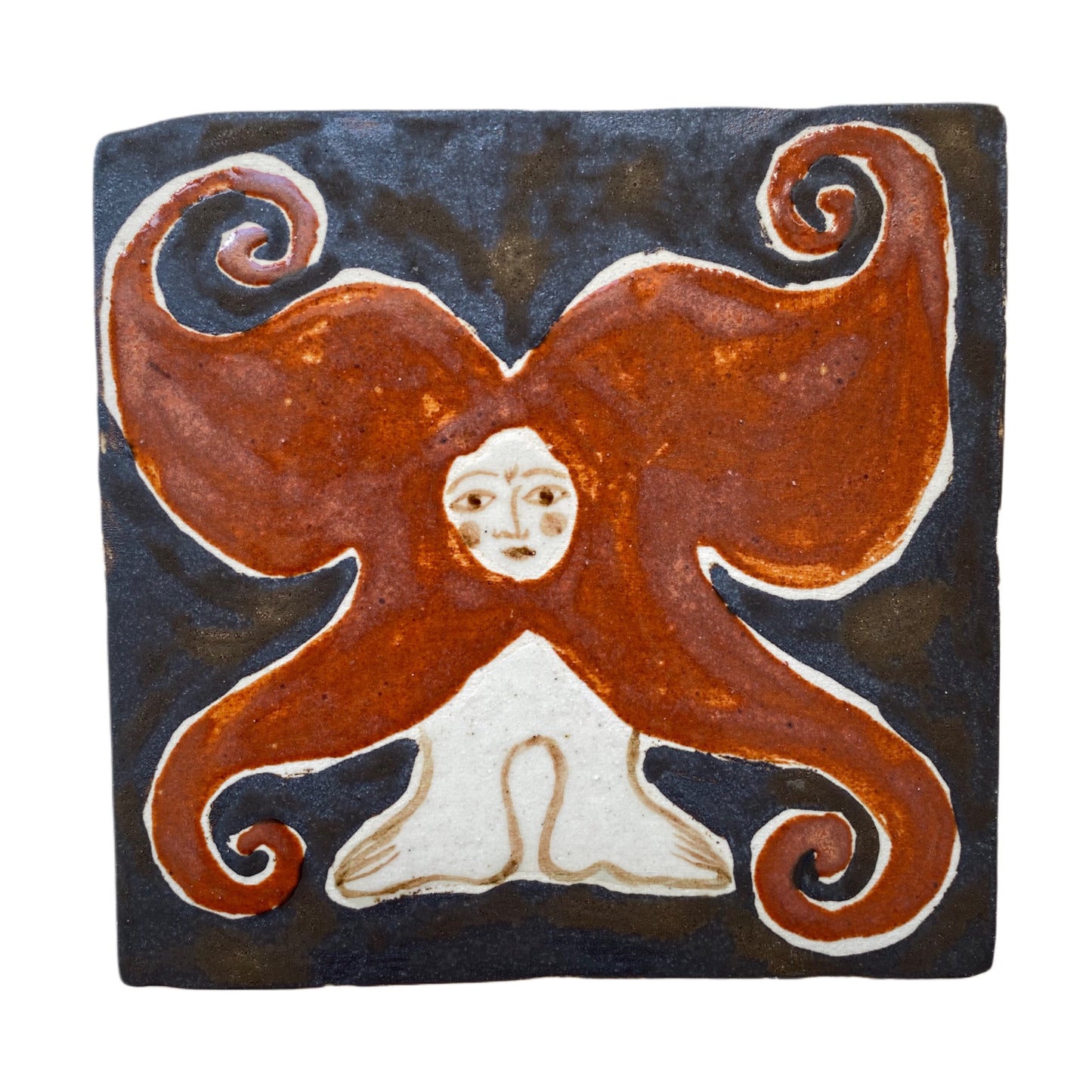 Angel in Rust Red & Antique Copper - Ceramic Tile