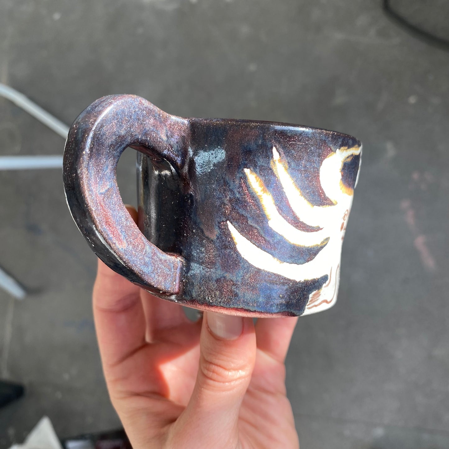 Angel in Dark Shimmering Purple and White - Small Coffee Cup