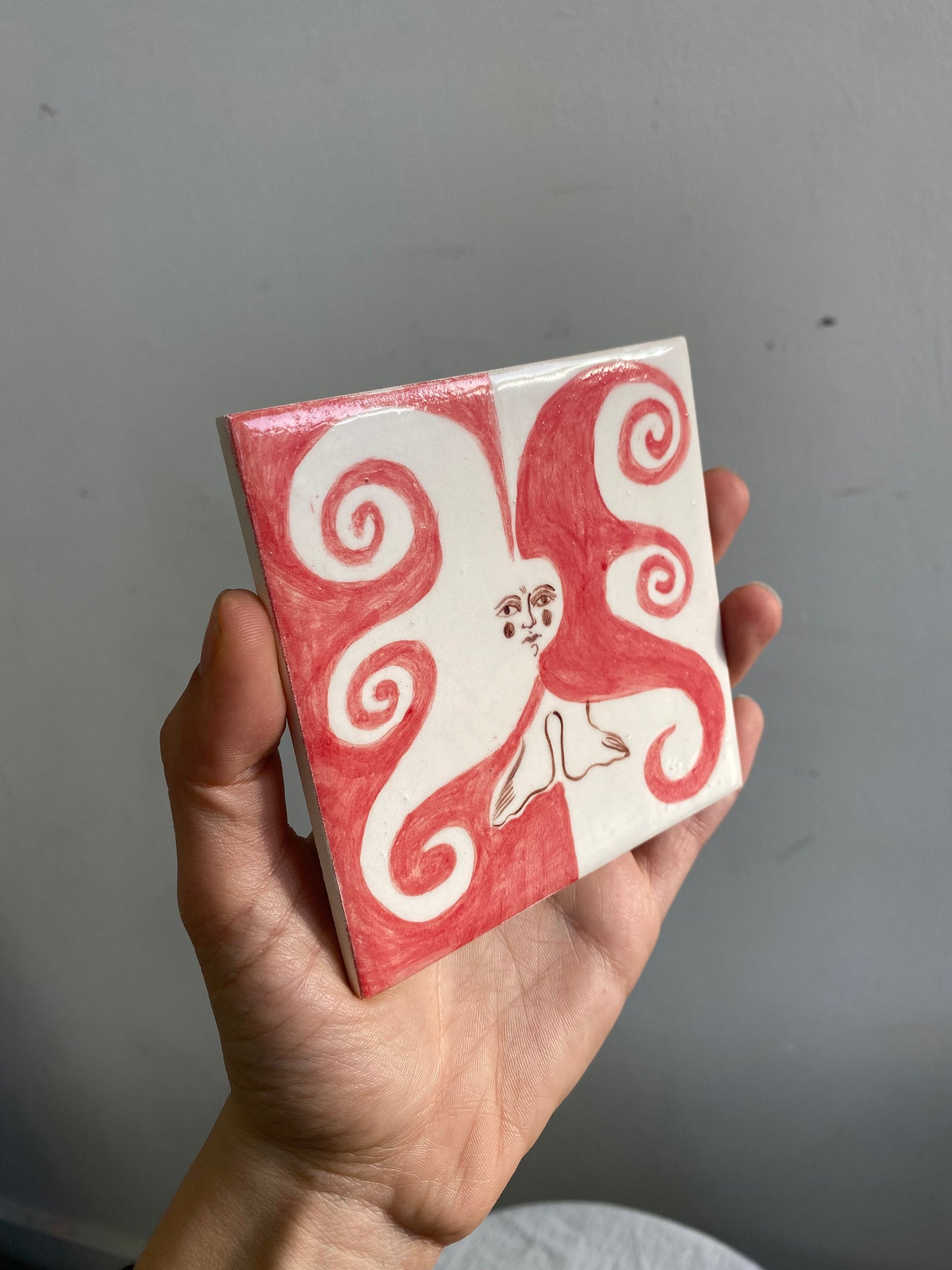 Angel in Red and White- Ceramic Tile