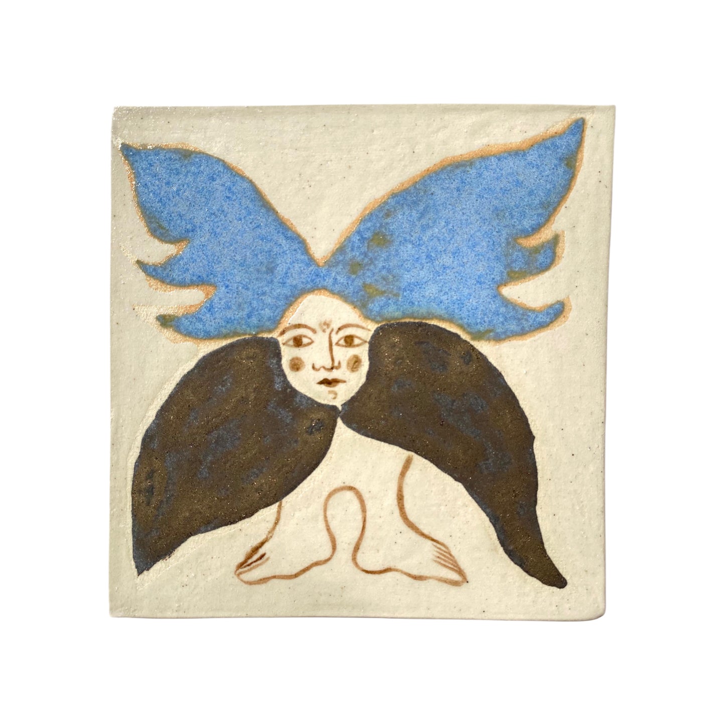 Angel in Bright Blue & Gold - Ceramic Tile