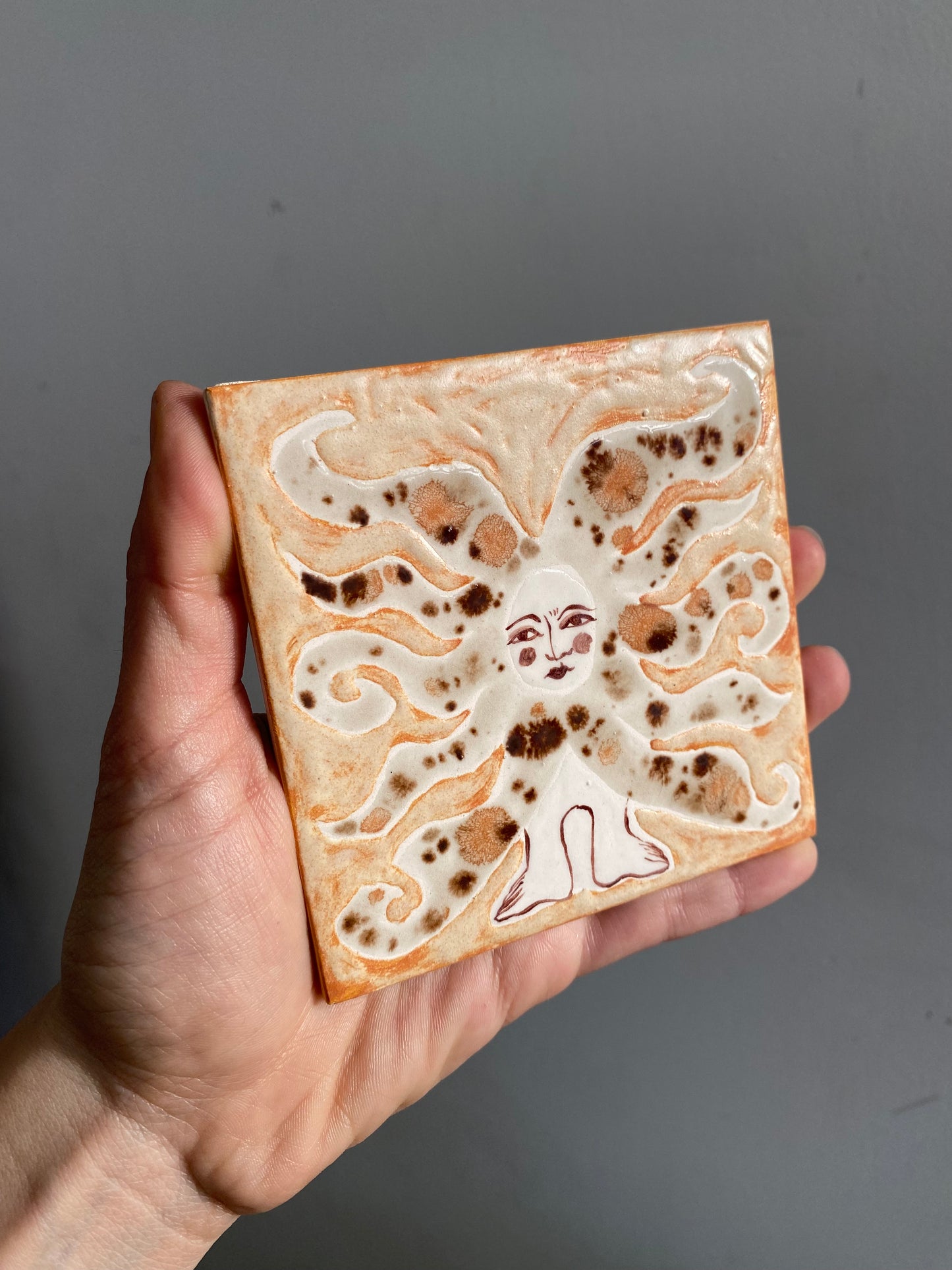 Angel in Terracotta and Brown - Ceramic Tile