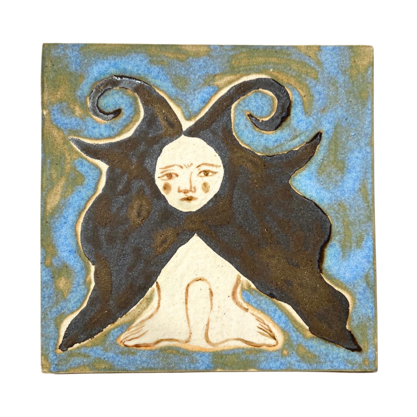 Angel in Gold & Bright Blue - Ceramic Tile