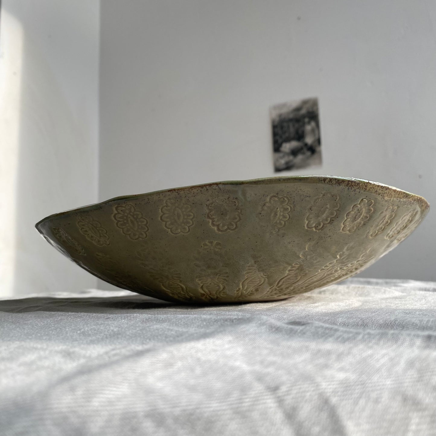 Flowers Fruit Bowl in Green