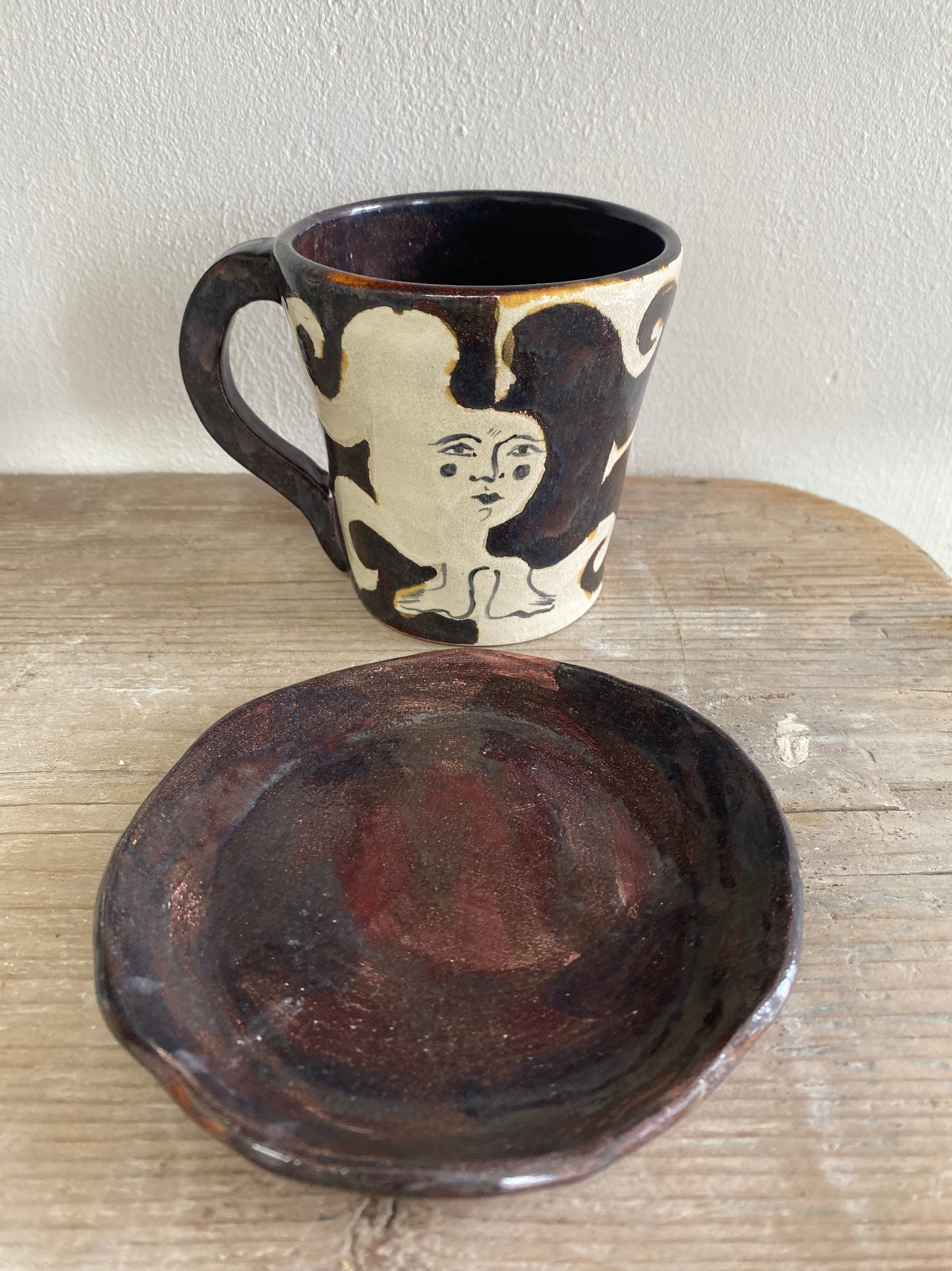 Angel in Dark Shimmering Purple and White - Large Coffee Cup & Saucer