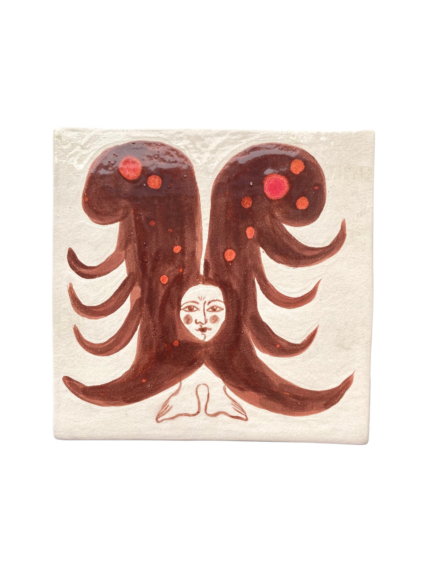Angel in Mahogany Red and White - Ceramic Tile