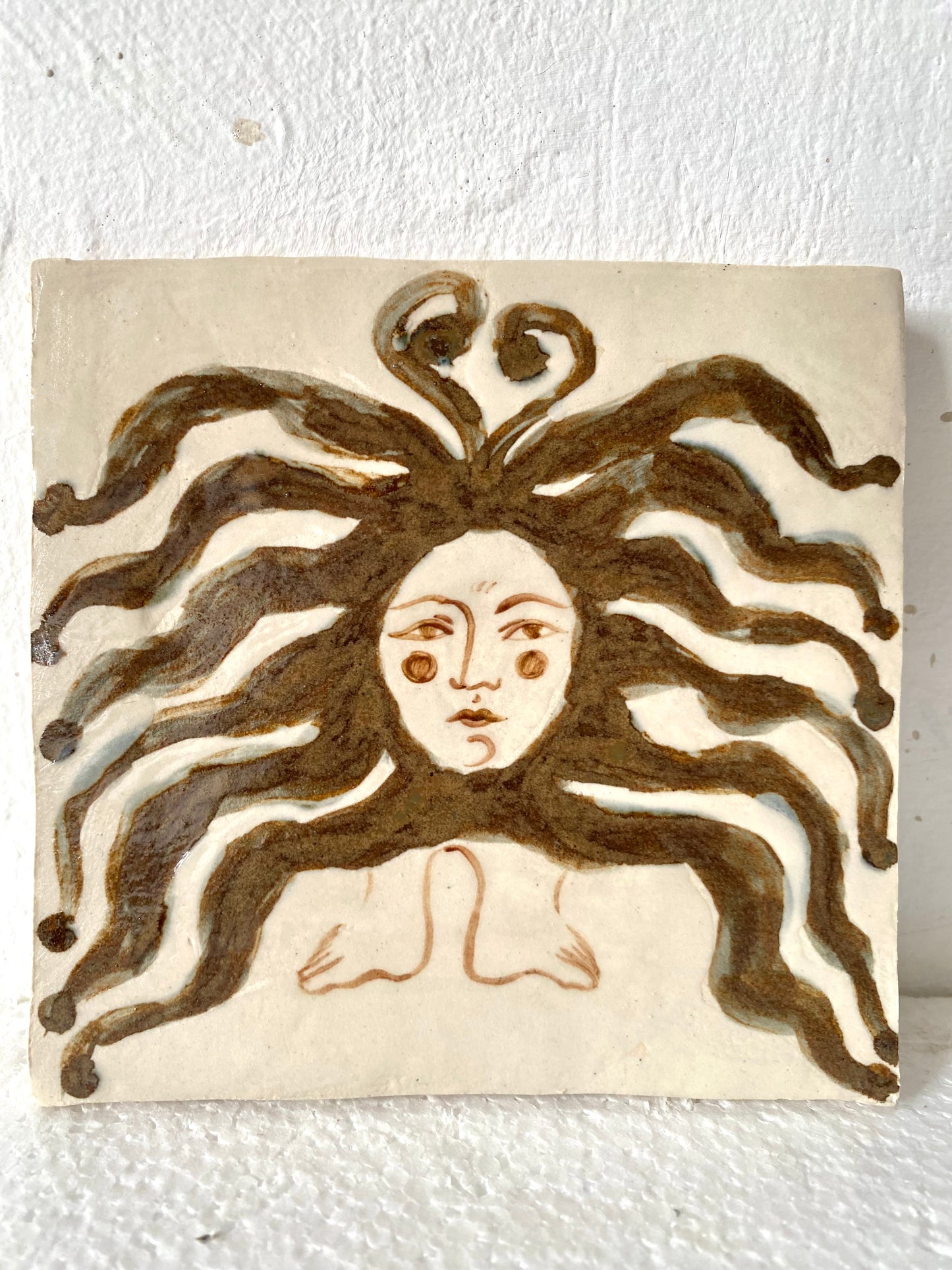 Angel in Brown and White - Ceramic Tile