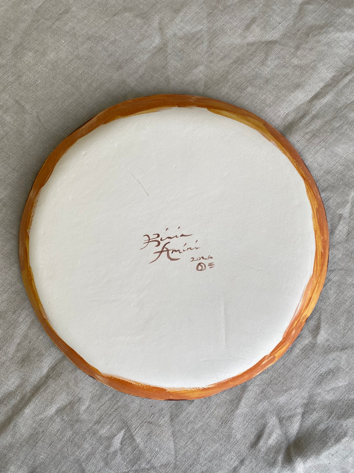 Flower Plate - Terracotta and Burgundy