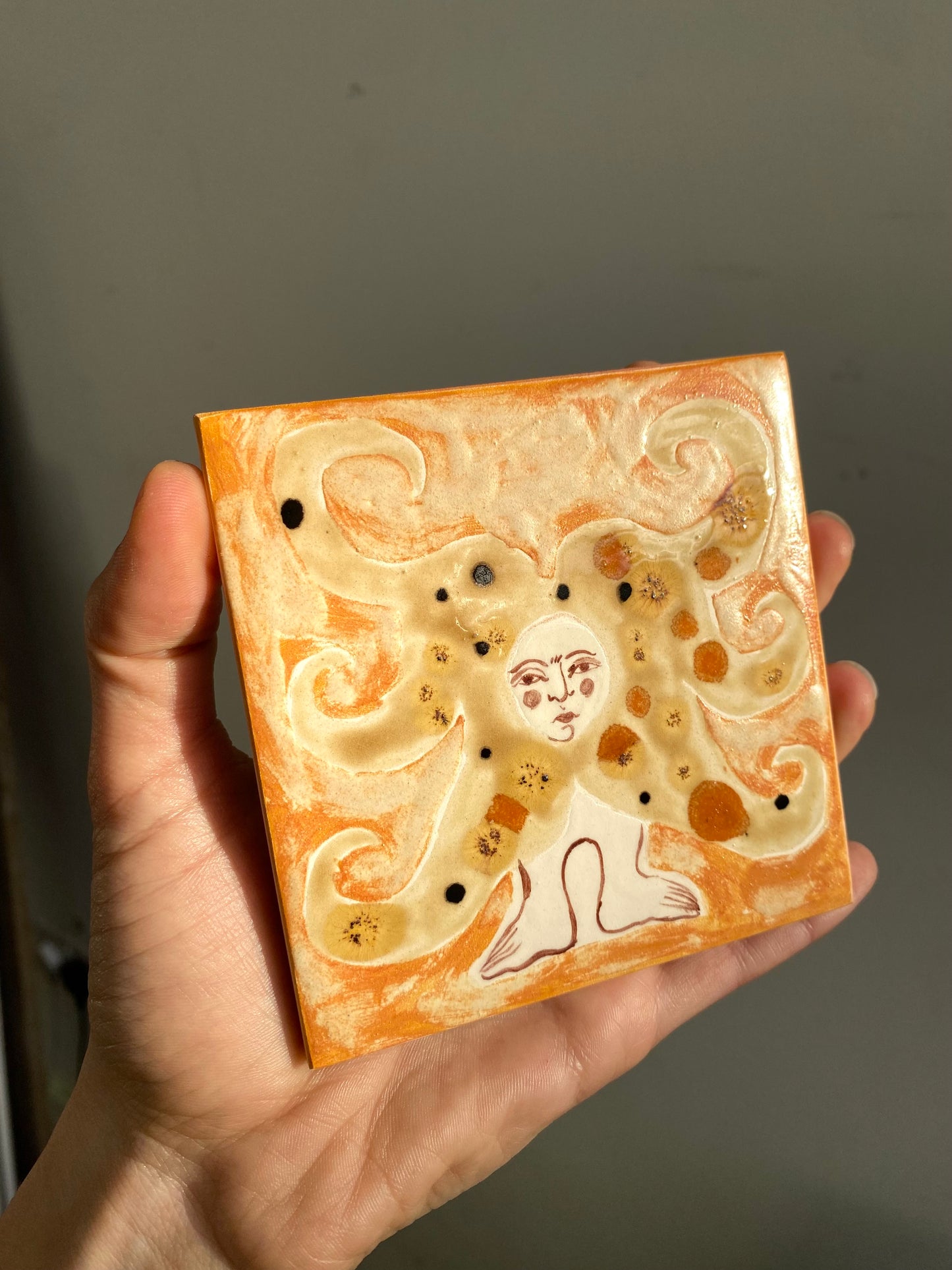 Angel in Terracotta and Brown - Ceramic Tile