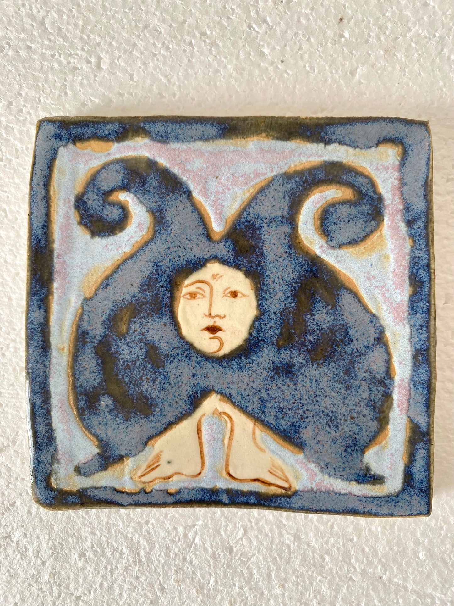 Angel in Black Shadow & Bright Blue - Ceramic Tile