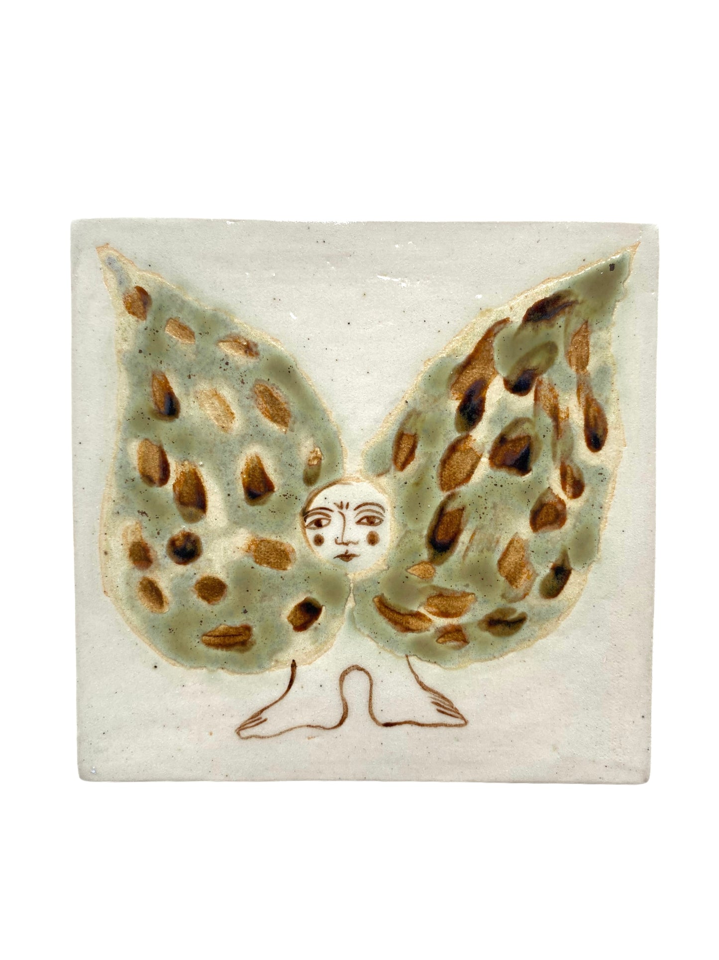 Angel in Speckled Brown and Green- Ceramic Tile