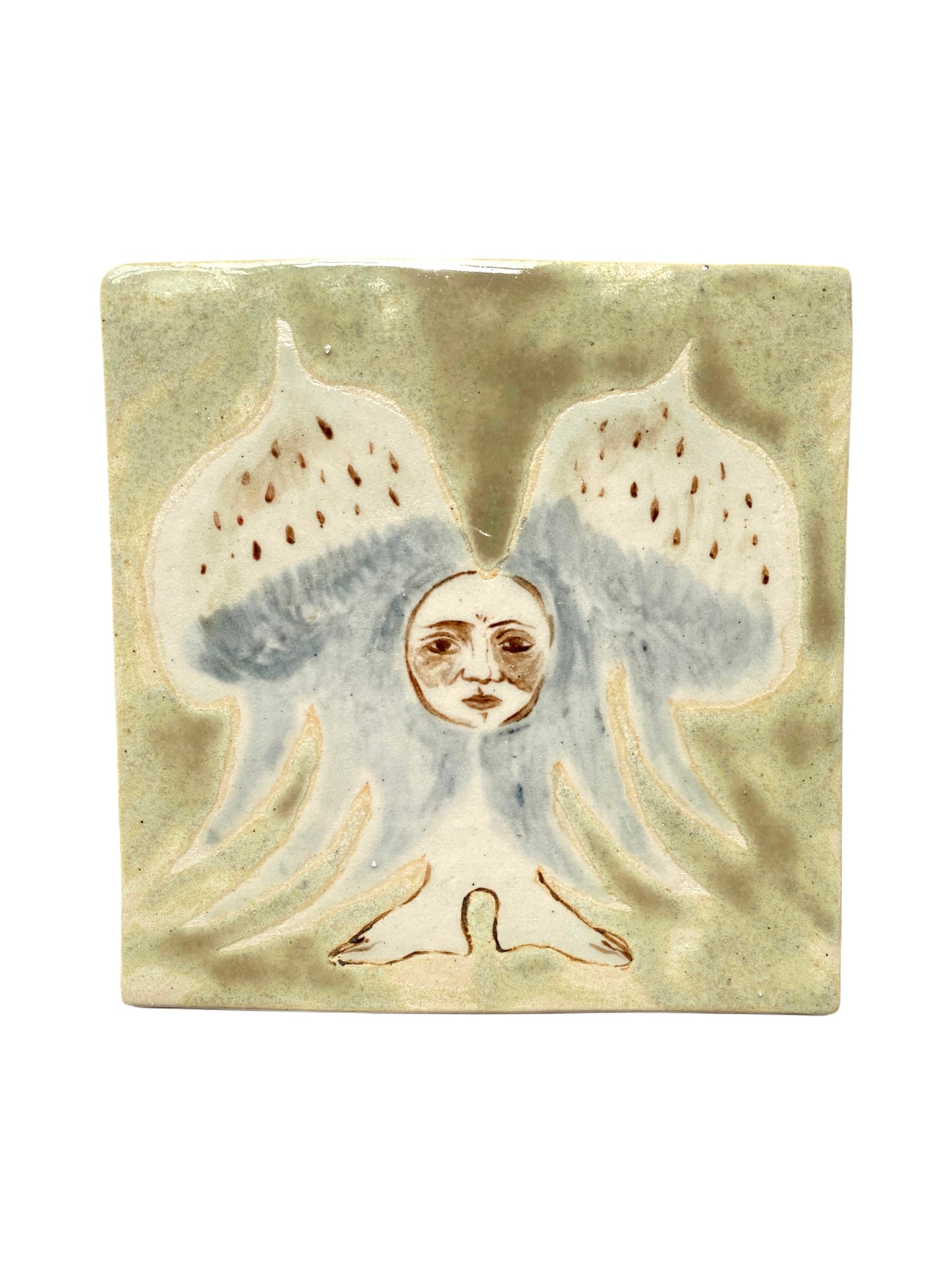 Angel in White and Green - Ceramic Tile
