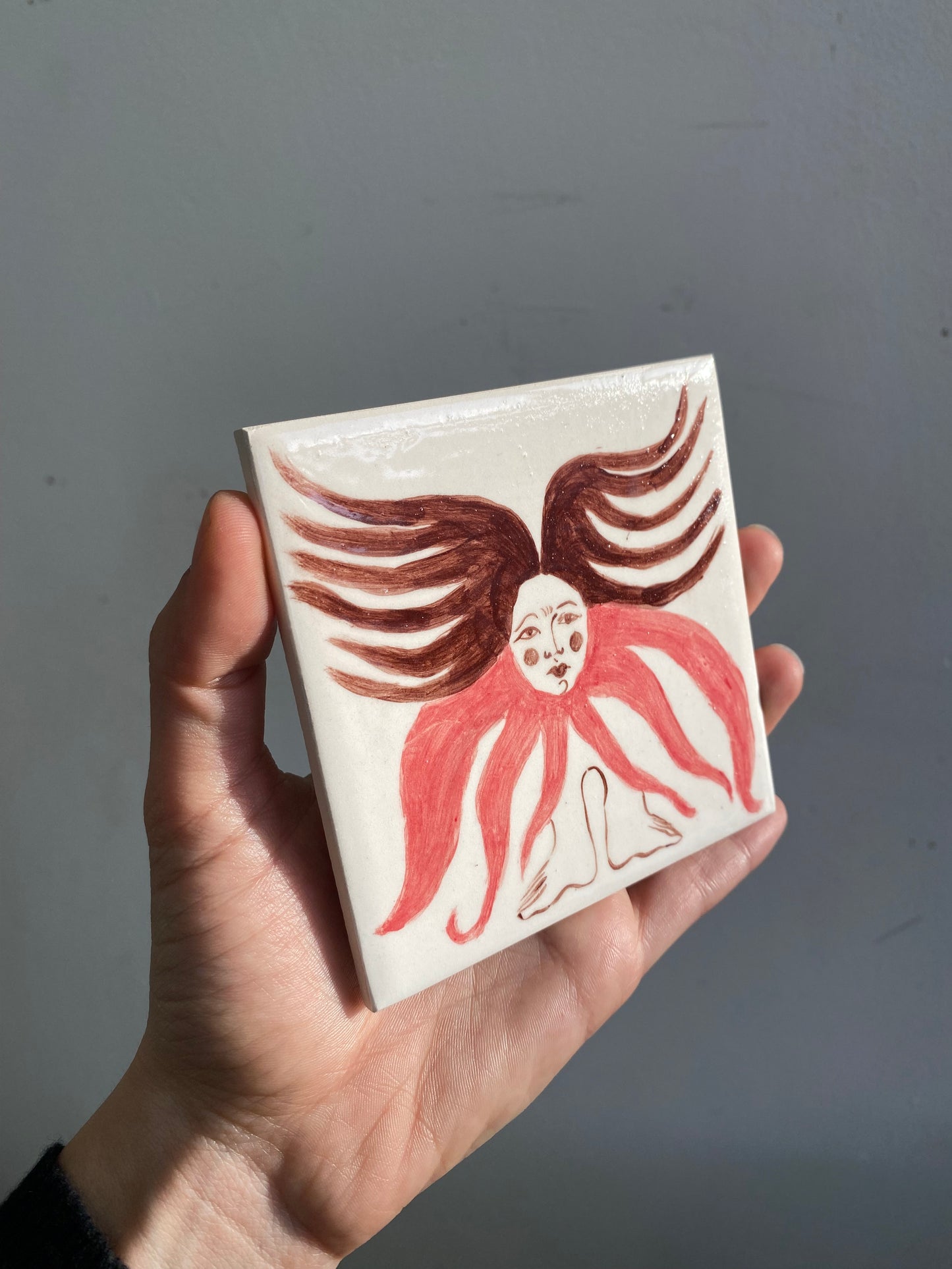 Angel in Brown and Red - Ceramic Tile