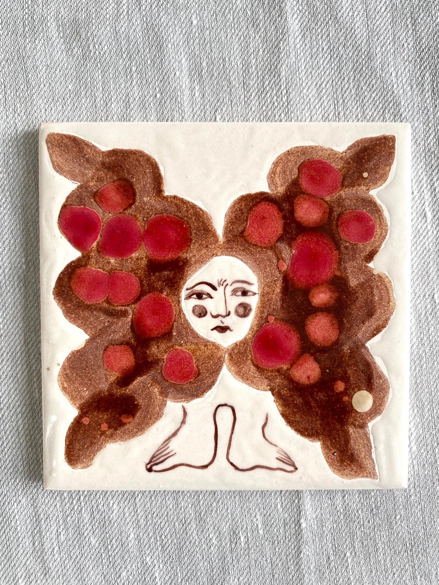 Angel in Red and Brown - Ceramic Tile