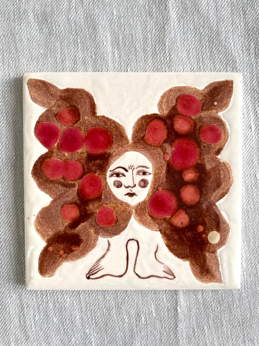 Angel in Red and Brown - Ceramic Tile