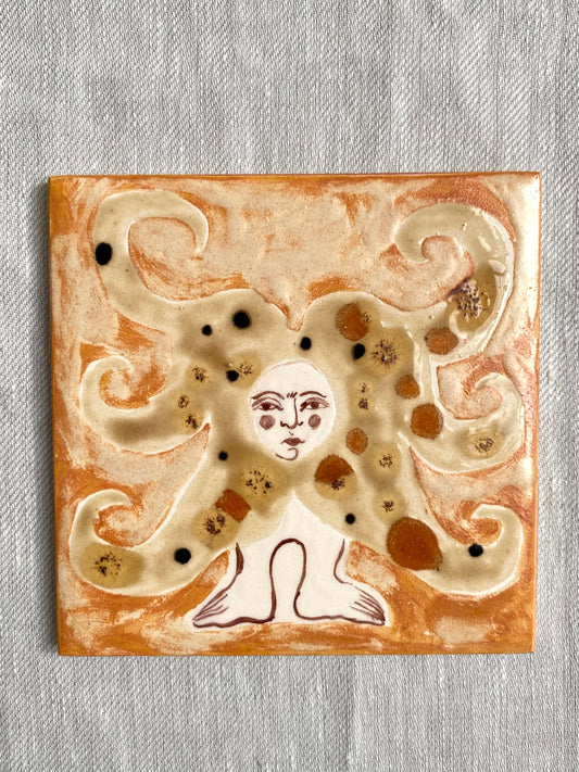 Angel in Terracotta and Brown - Ceramic Tile