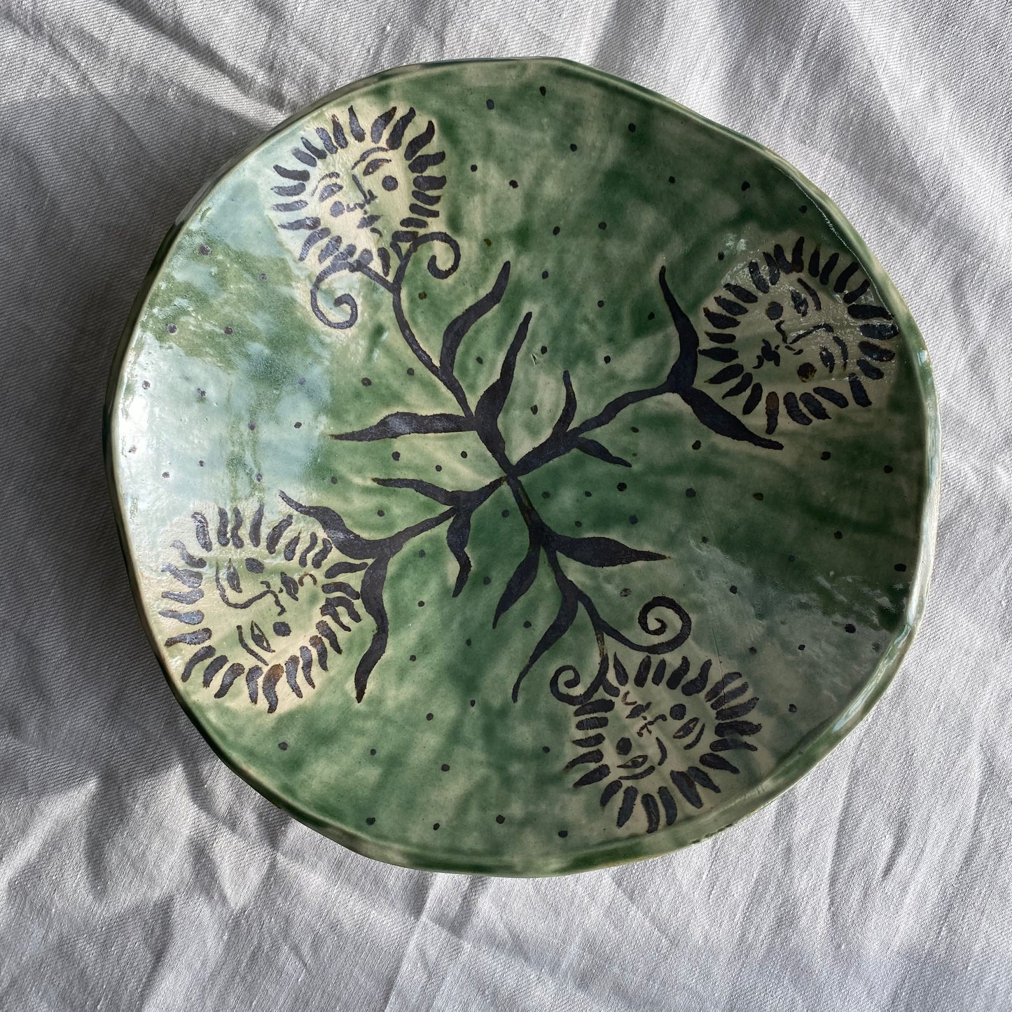 Flowers Fruit Bowl in Green