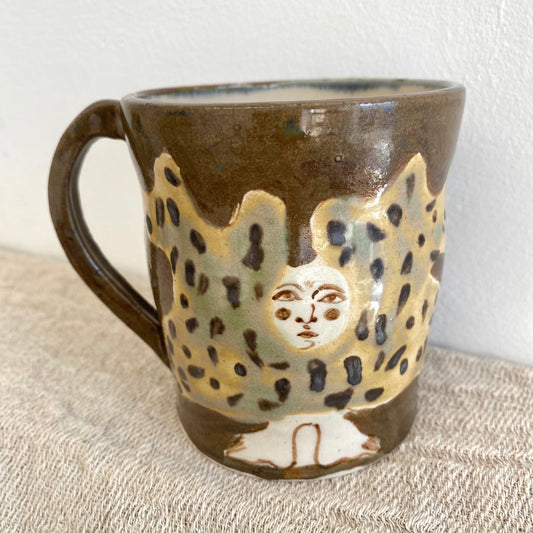 Angel in Brown and Metallic Black - Large Mug
