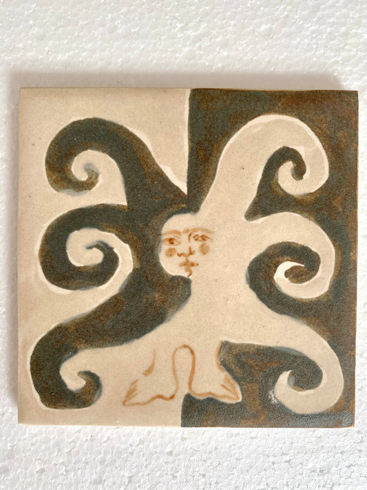 Angel in Blue Brown and White - Ceramic Tile