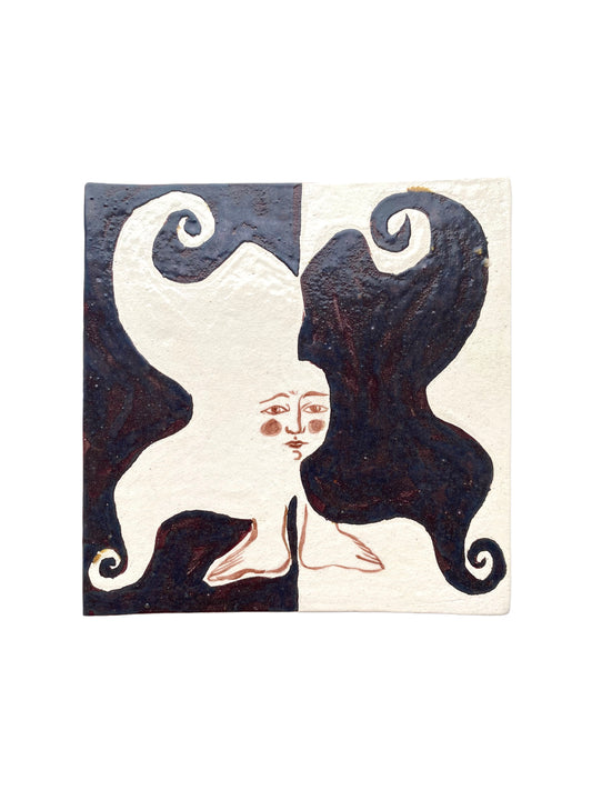 Angel in Dark Purple and White - Ceramic Tile
