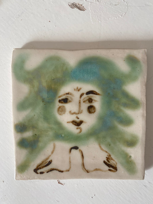 Angel in Jade and White- Ceramic Tile