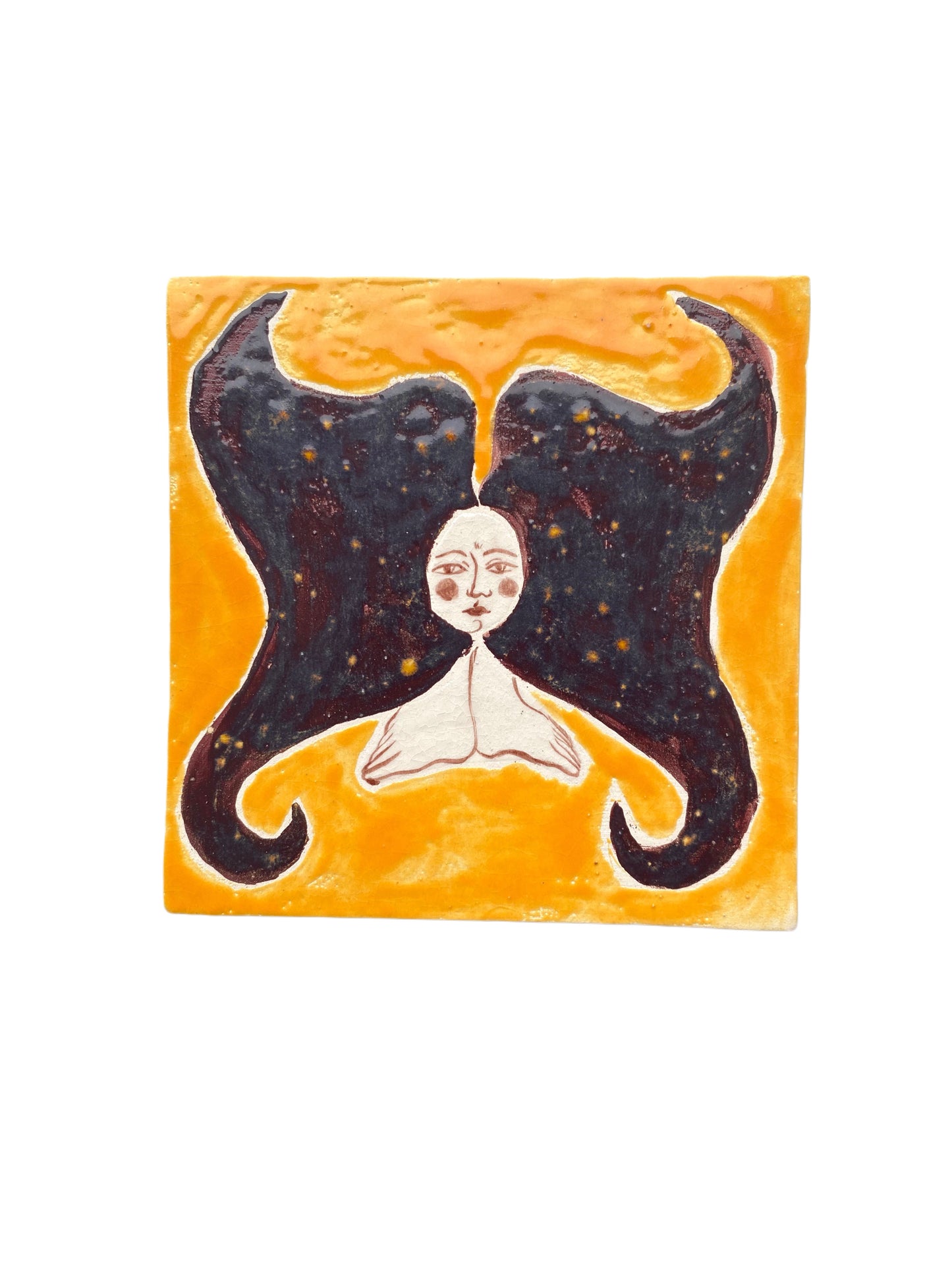 Angel in Ironstone and Carnelian Yellow  - Ceramic Tile