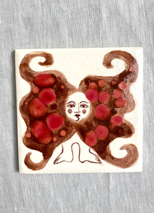 Angel in Red and Brown - Ceramic Tile