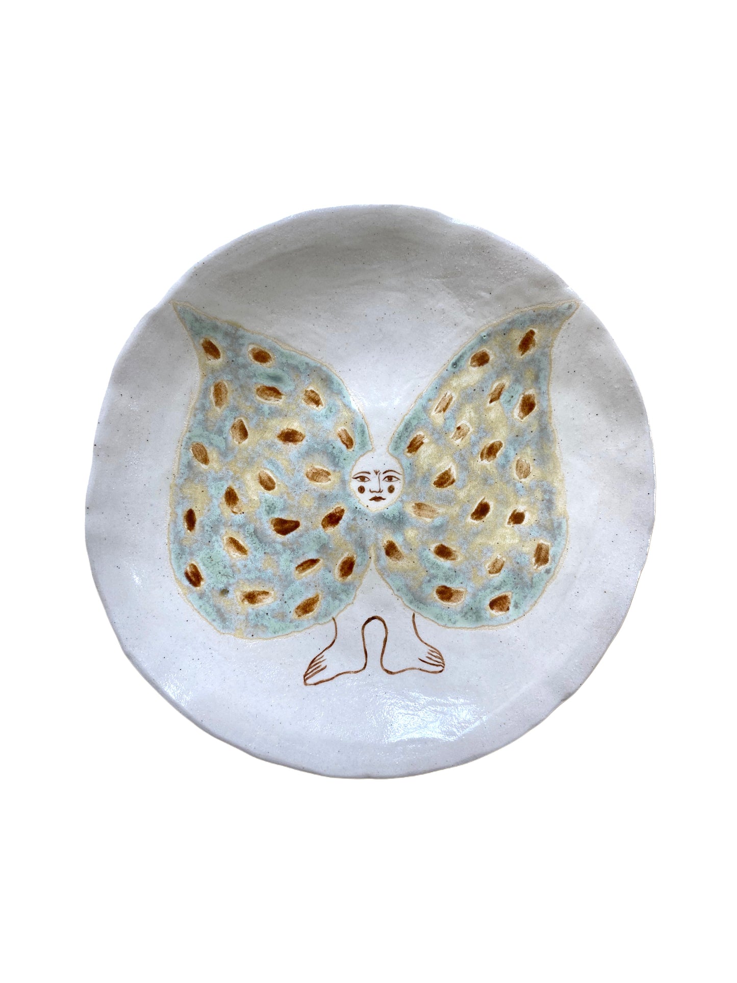 Angel Plate - Blue and Brown