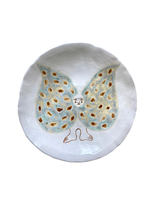 Angel Plate - Blue and Brown