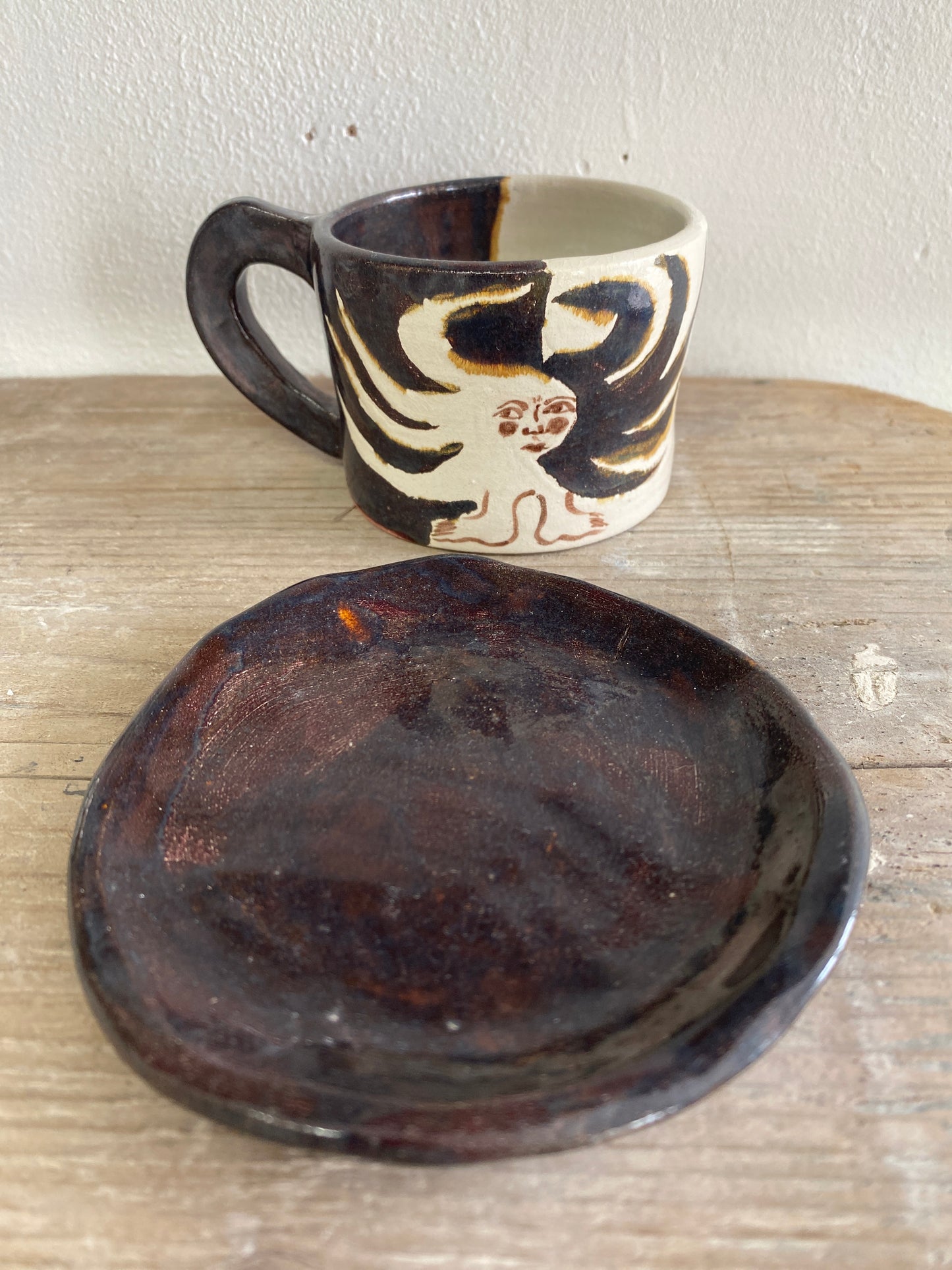 Angel in Dark Shimmering Purple and  White - Small Coffee Cup & Saucer