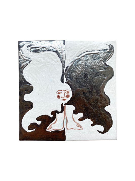 Angel in Chrome and White - Ceramic Tile