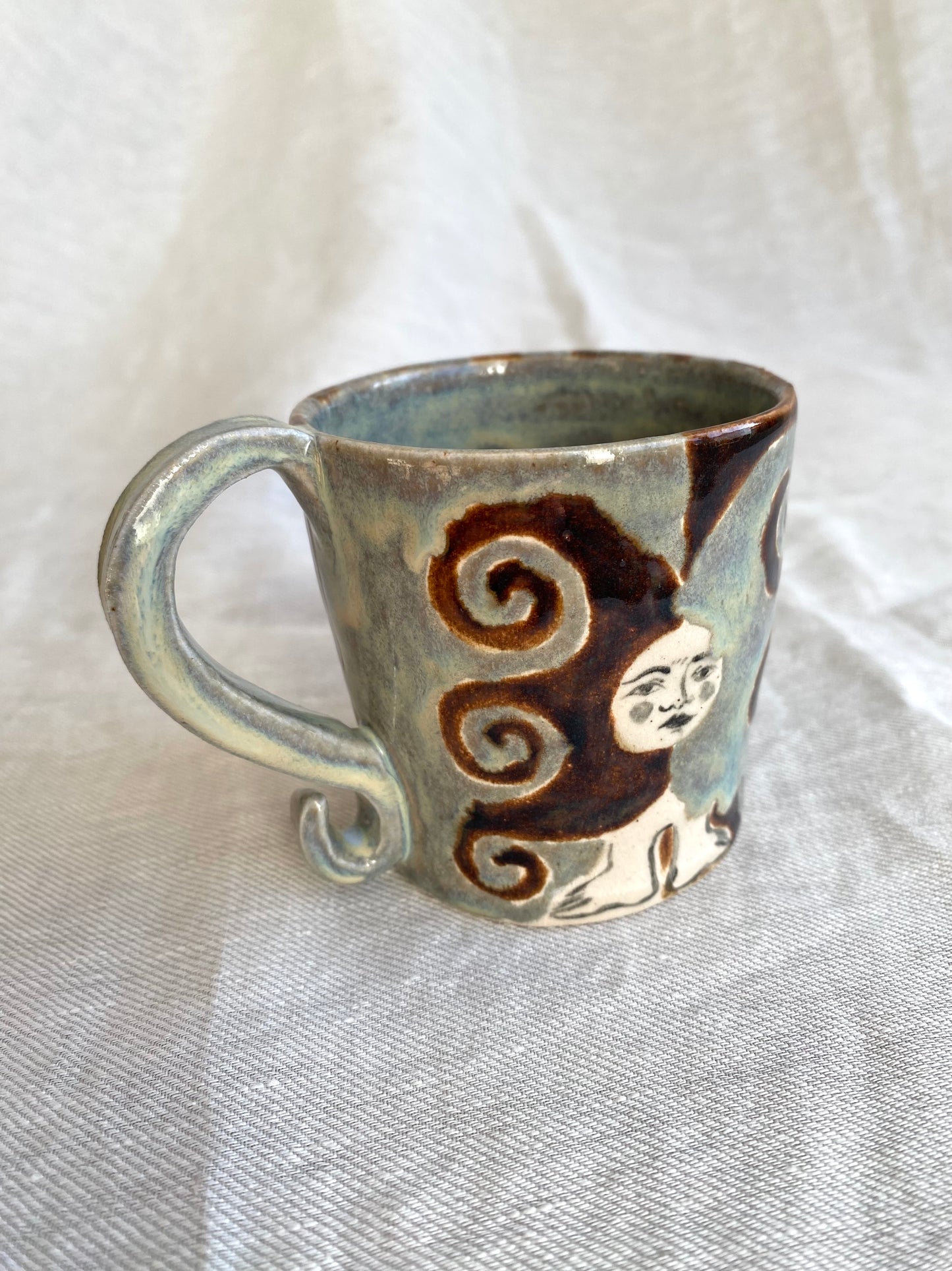 Angel in Soft Blue and Brown - Large Coffee Cup