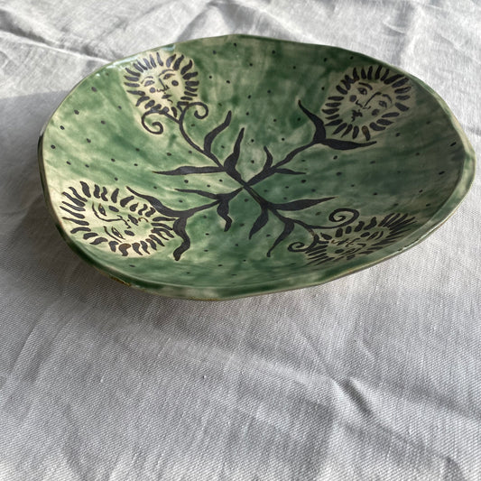 Flowers Fruit Bowl in Green
