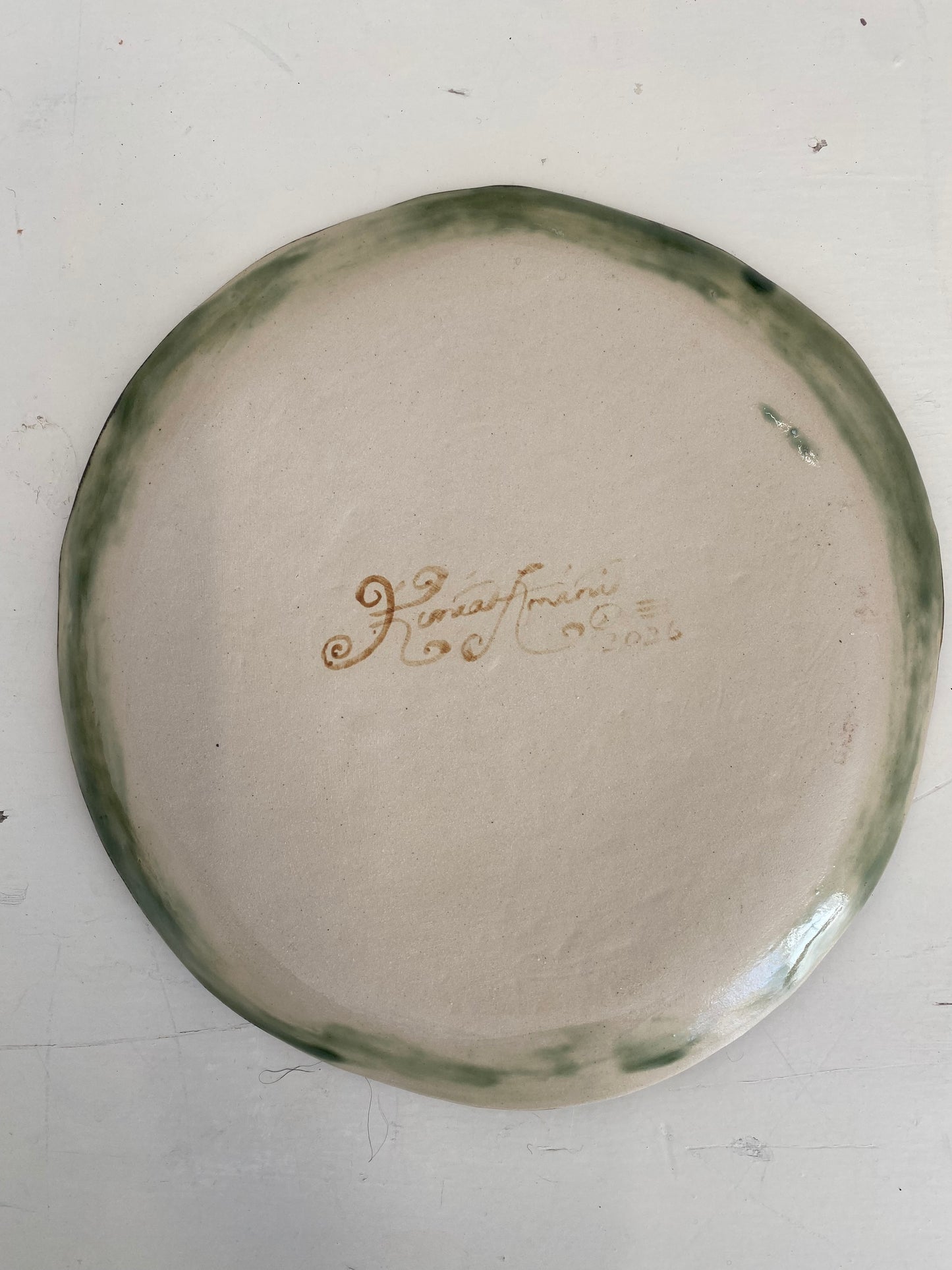 Leaf Plate in Green and Metallic Brown