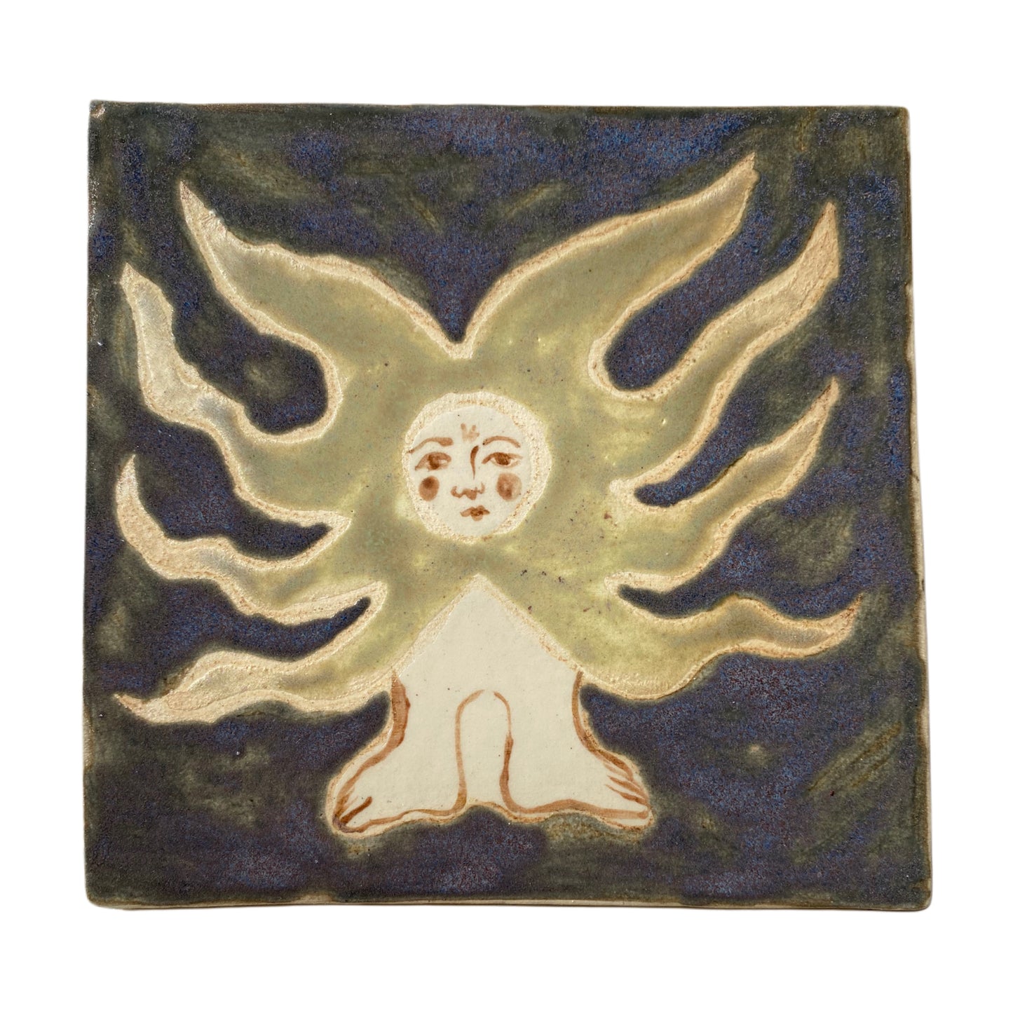 Angel in Green & Black Shadow - Ceramic Tile