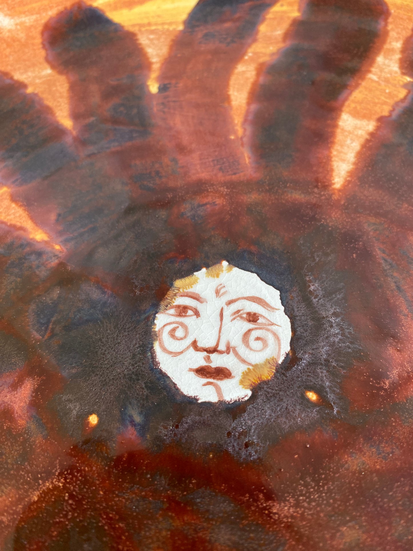 Flower Plate - Terracotta and Burgundy