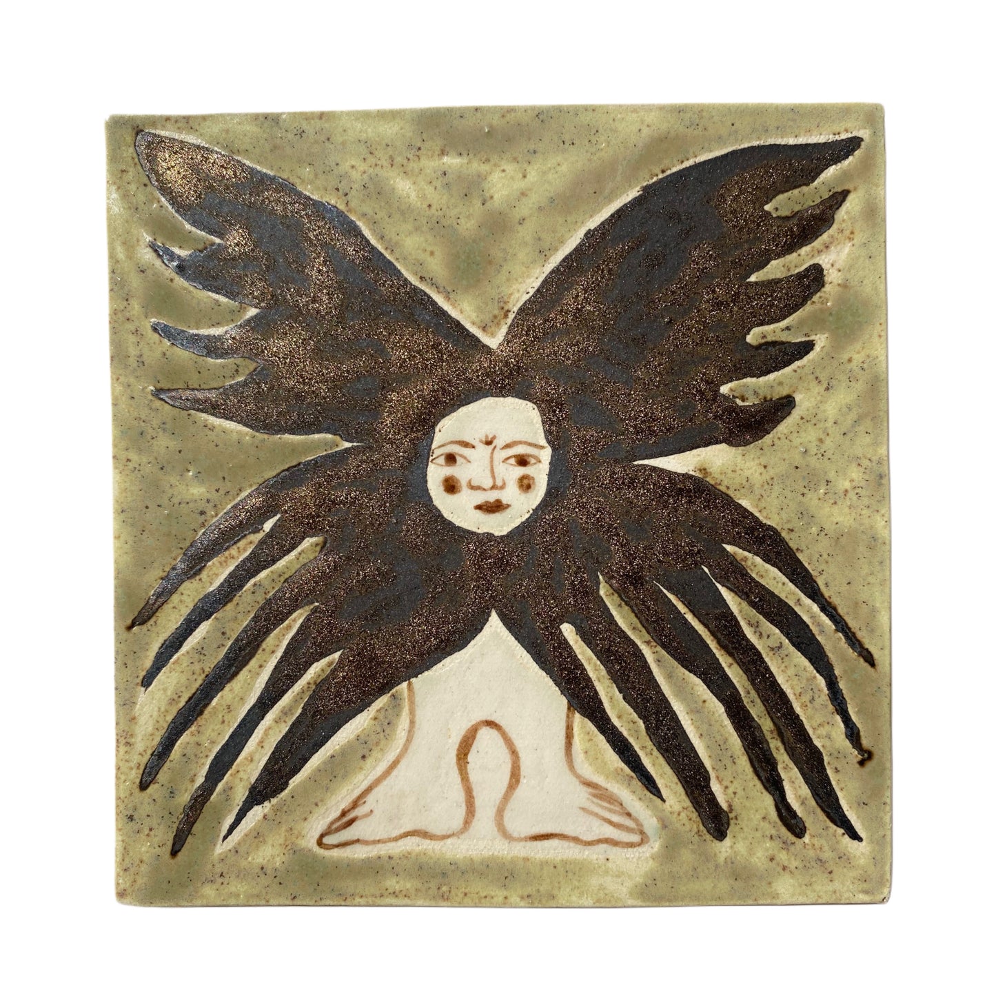 Angel in Gold & Green - Ceramic Tile