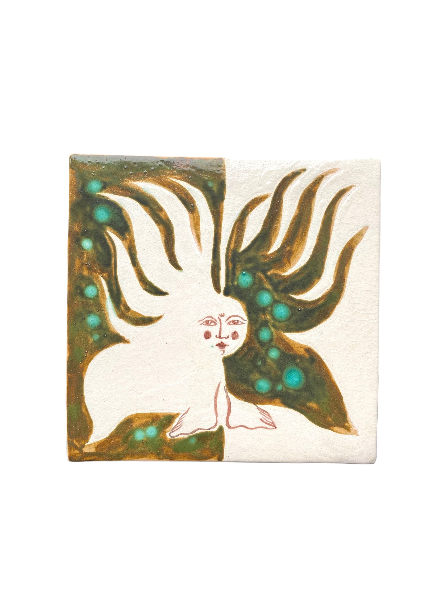 Angel in Green and White - Ceramic Tile