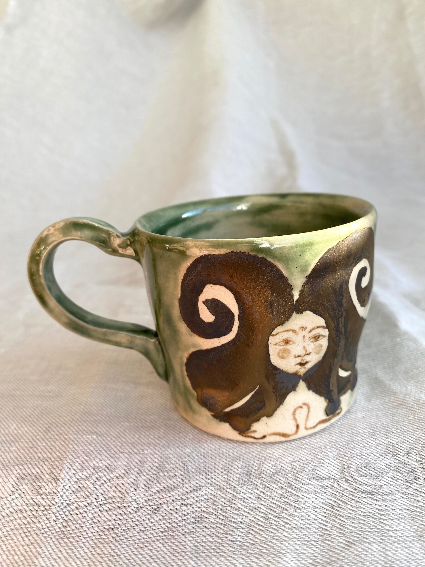 Angel in Green and Gold- Large Coffee Cup