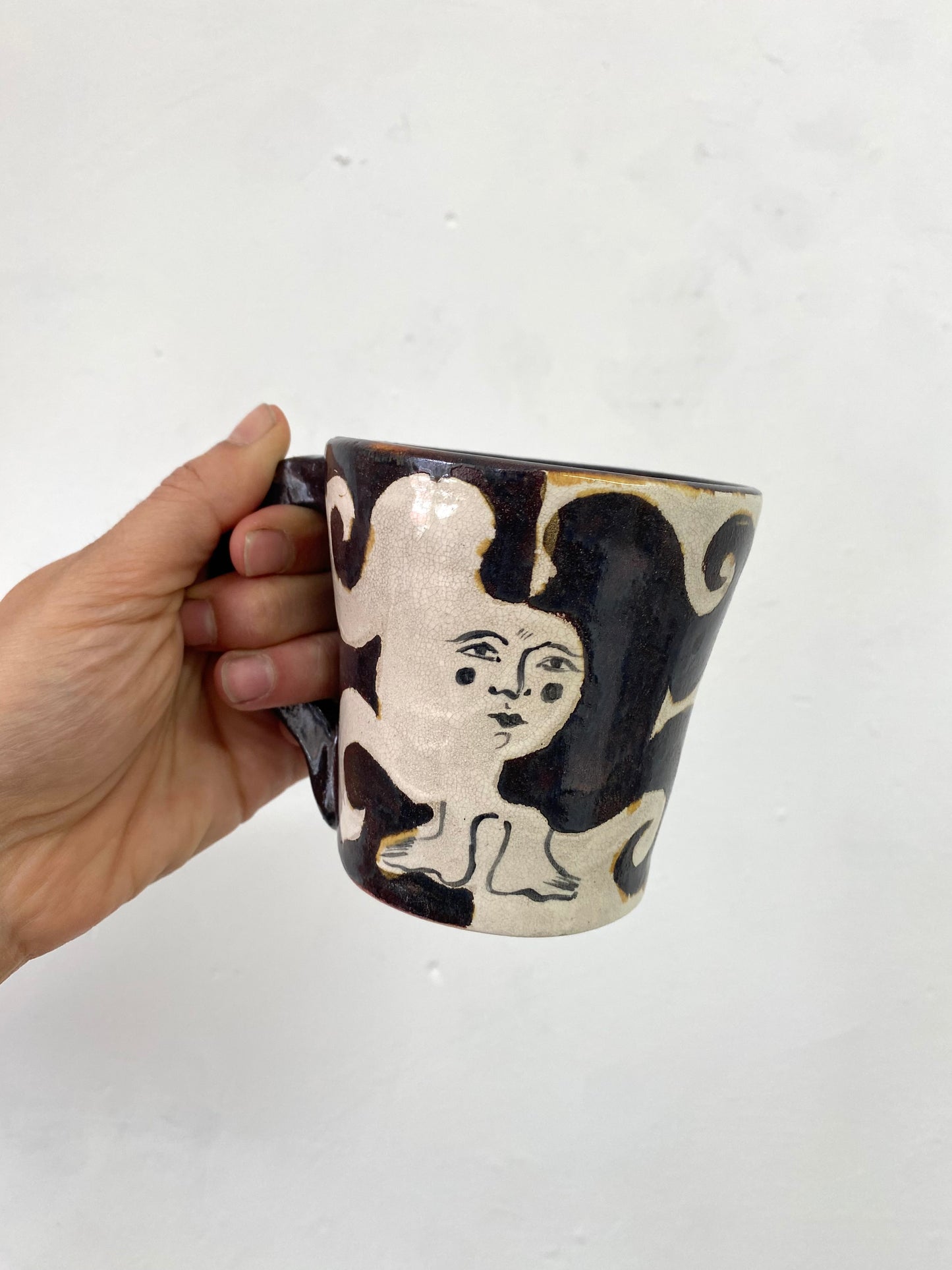 Angel in Dark Shimmering Purple and  White - Large Coffee Cup & Saucer