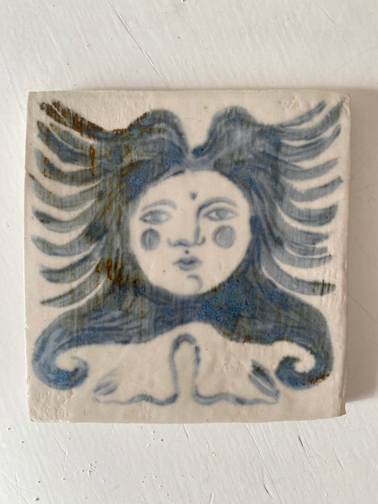 Angel in Blue, White- Ceramic Tile