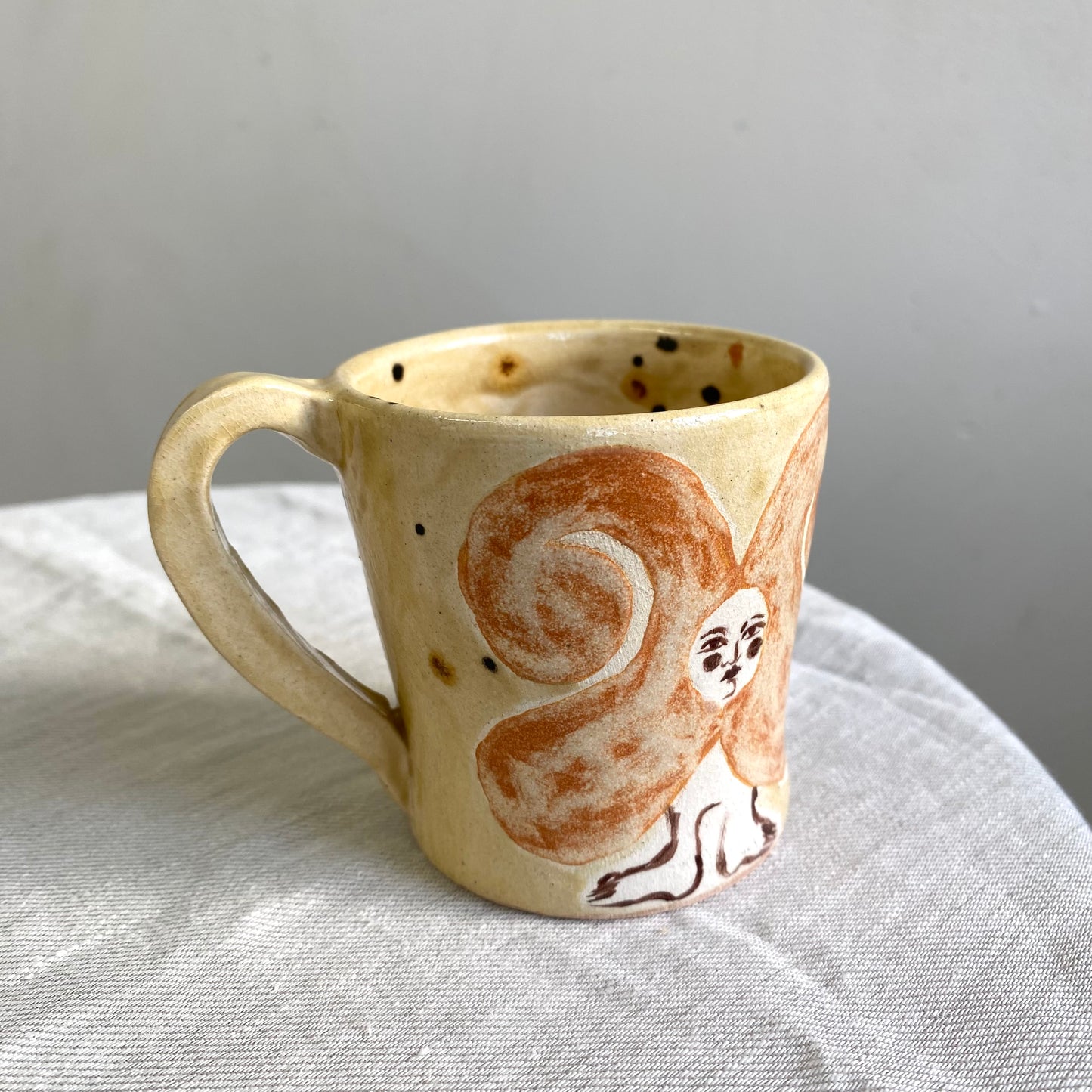 Angel in Terracotta and Spotted Cream - Medium Coffee Cup
