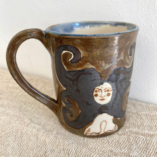 Angel in Brown and Metallic Black - Large Mug