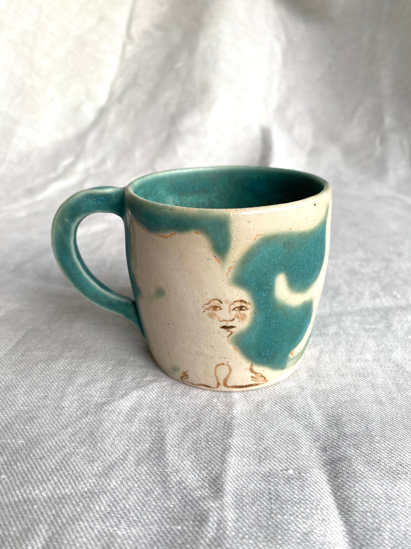 Angel in Turquoise and White- Large Coffee Cup
