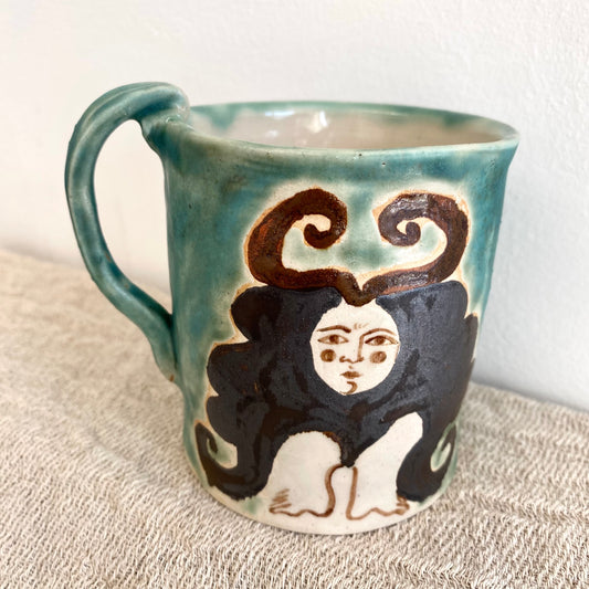 Angel in Turquoise and Metallic Black - Large Mug