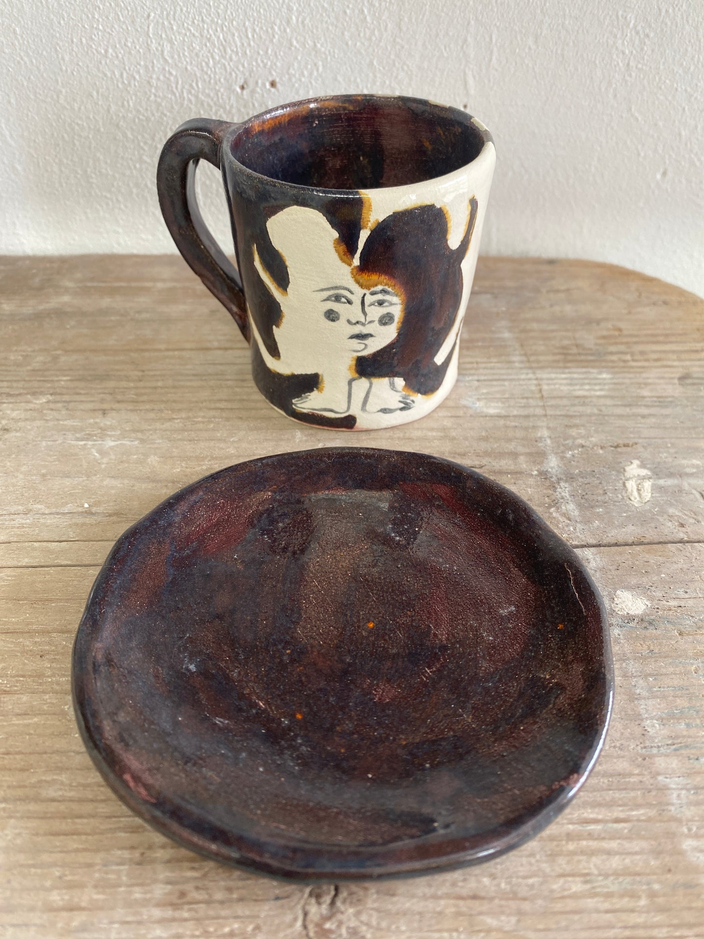 Angel in Dark Shimmering Purple and  White - Medium Coffee Cup & Saucer