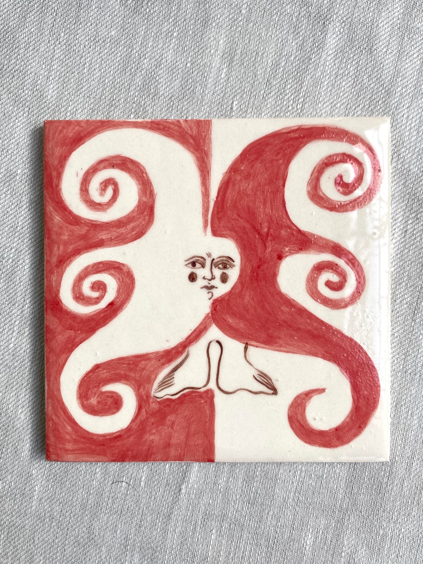 Angel in Red and White- Ceramic Tile